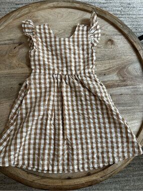 Makemake Organic Cotton Open-Back Gingham Dress, Size 5